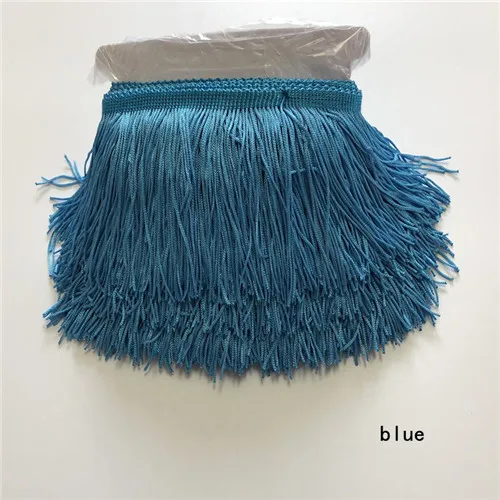 blue SASKIA 10 метров 9 см длинная кружевная отделка лента Материал кисточка бахрома отделка шитье Сделай Сам латинское платье занавеска ткань аксессуар 3,54" - Цвет: blue
