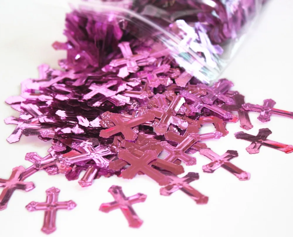 

Girl First Communion baptism christening decoration kits 50g PINK CROSSES CONFETTI