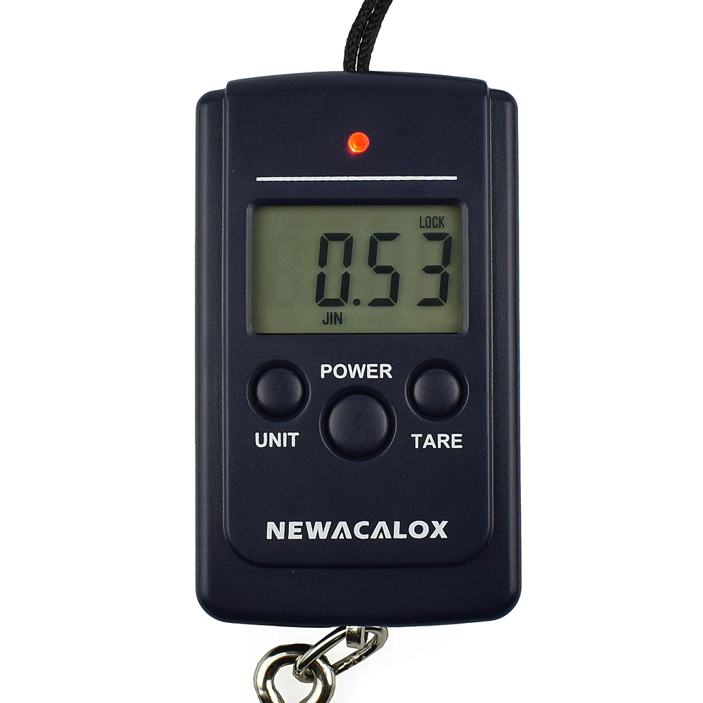 NEWACALOX 40 кг/88lb мини портативные цифровые весы для рыбалки с ЖК-дисплеем электронные весы с крюком для путешествий