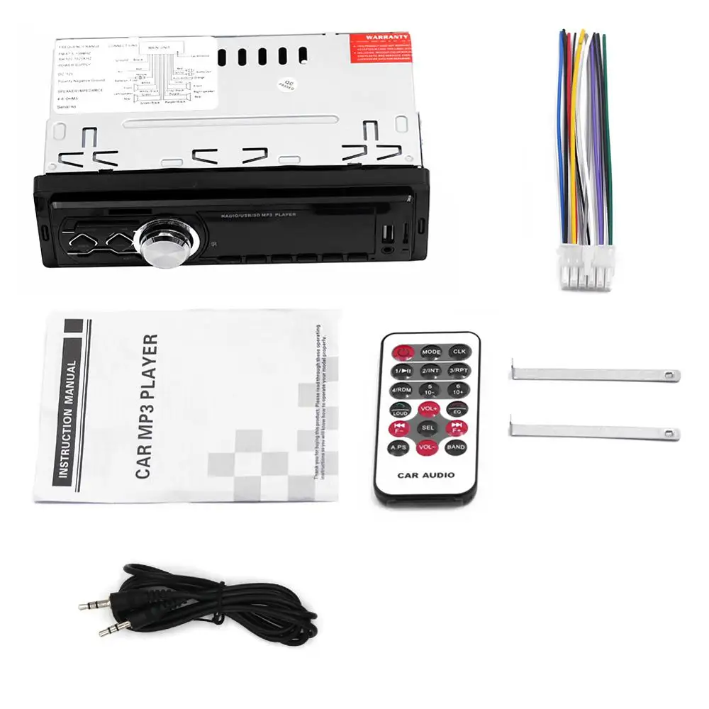 With Aux cable Радио usb без bluetooth Авто Радио Кассетный рекордер coche indash 1din автомобильный стерео fm-приемник аудио SD mp3 мультимедийный плеер - Цвет: With Aux cable