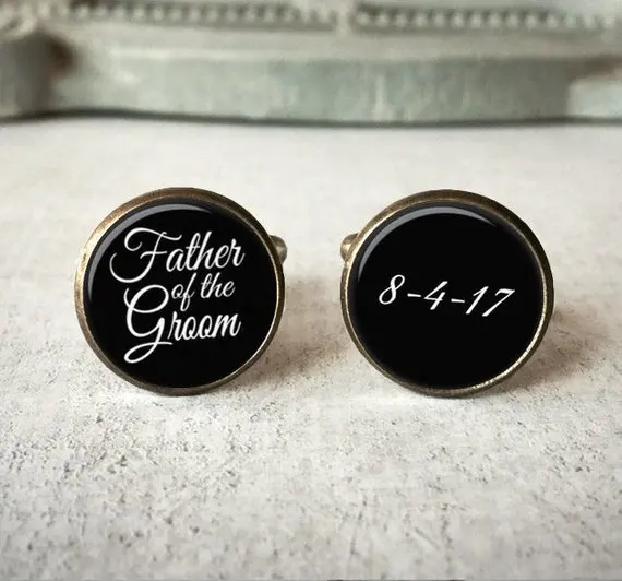 personalized any text wedding Father of the bride groom cufflinks cuff links photo keepsake gift For father | Дом и сад