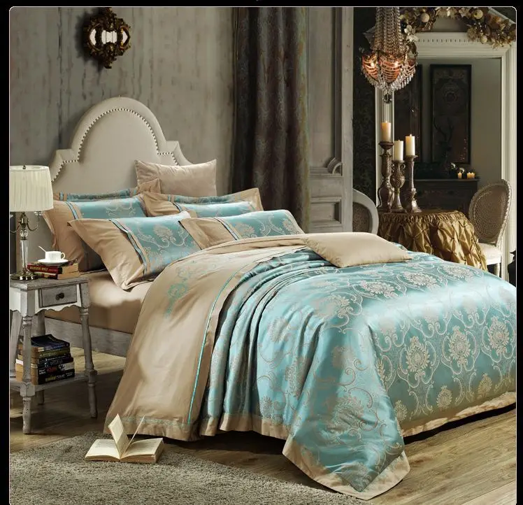 Red Jacquard Wedding Bedclothes Bed Set 4pcs Silk/Cotton Bedding Embroidered Satin Duvet Cover Sheet Cotton Queen King | Дом и сад