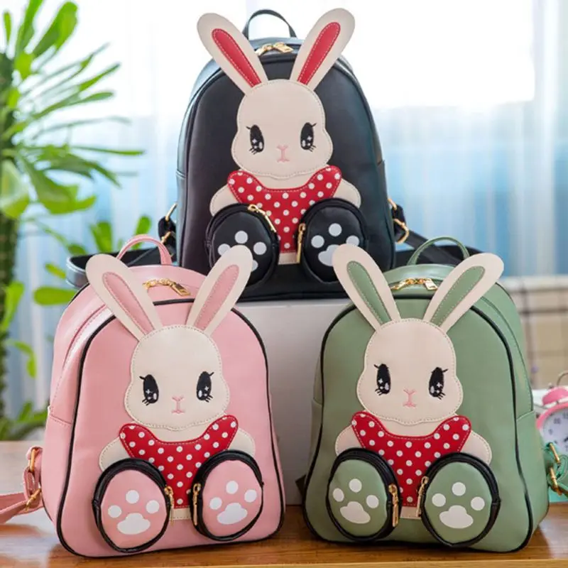Модная 3D школьная сумка из искусственной кожи с кроликом детский рюкзак рюкзаки