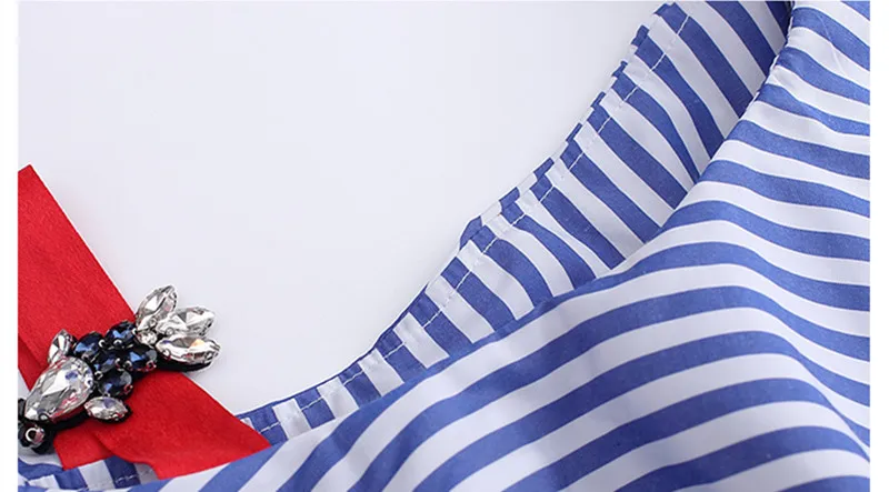BLLOCUE Ruffled Off Shoulder Blue and White Striped dress 2019 Summer Women High Waist Midi Dress With Belt | Женская одежда