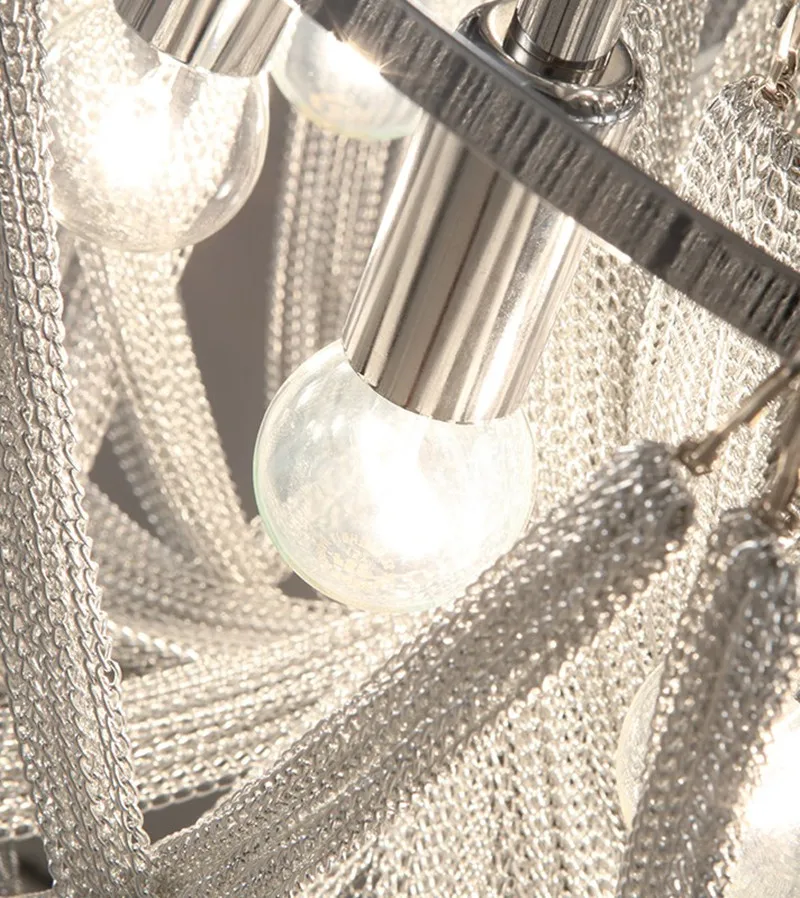 Роскошный потолочный светильник с алюминиевой цепочкой и кисточками