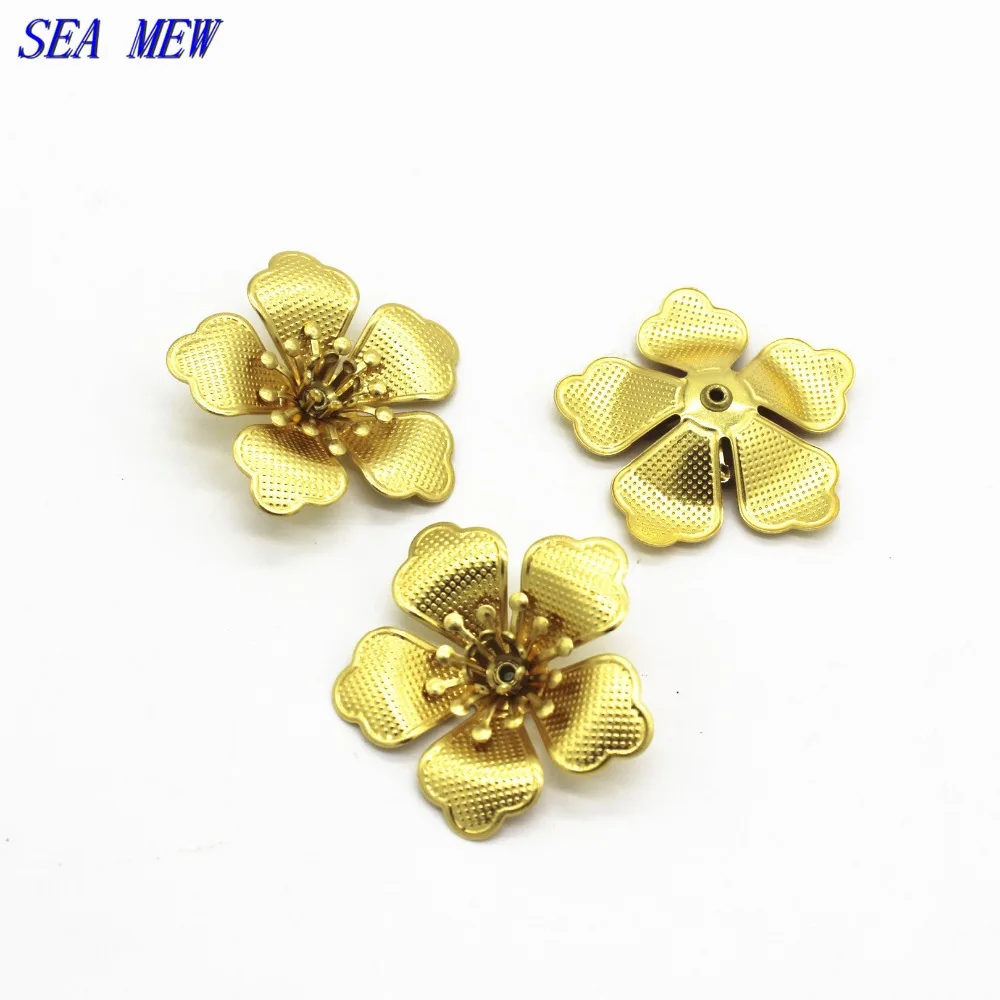 SEA MEW 29 мм Металлические медные цветы База Установка сырая латунная филигрань