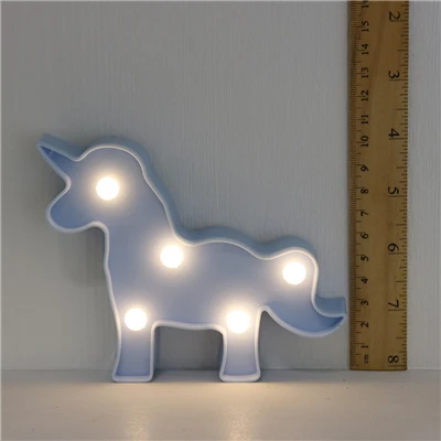 blue unicorn Мультяшные ночные светильники Единорог/Фламинго/Кактус/ананас/Облако/звезда/ракушка/Сердце светодиодный настольная лампа для детской спальни украшения - Испускаемый цвет: blue unicorn