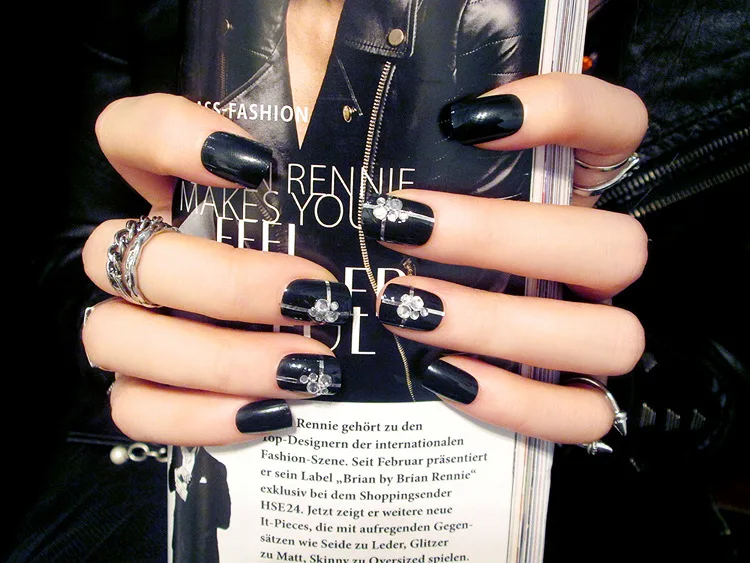 Новинка 24 штуки крутая черная в стиле панк французская 3D модная с дизайном