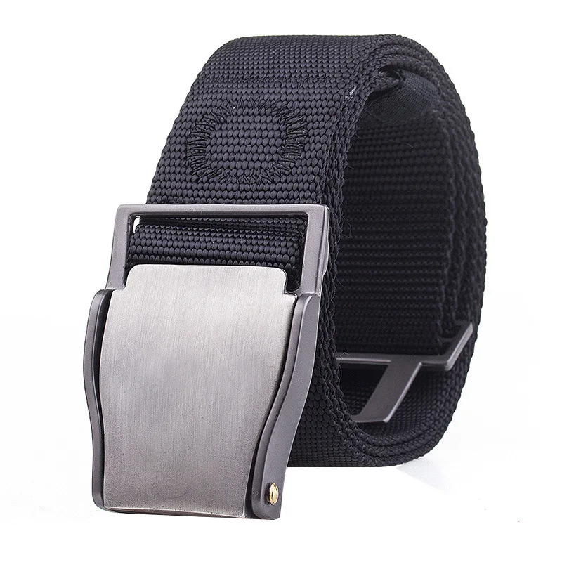 2019 new Safety Alloy Insert buckle canvas belt high quality weaving Nylon Men belt solid color casual Men and Women cowboy belt
