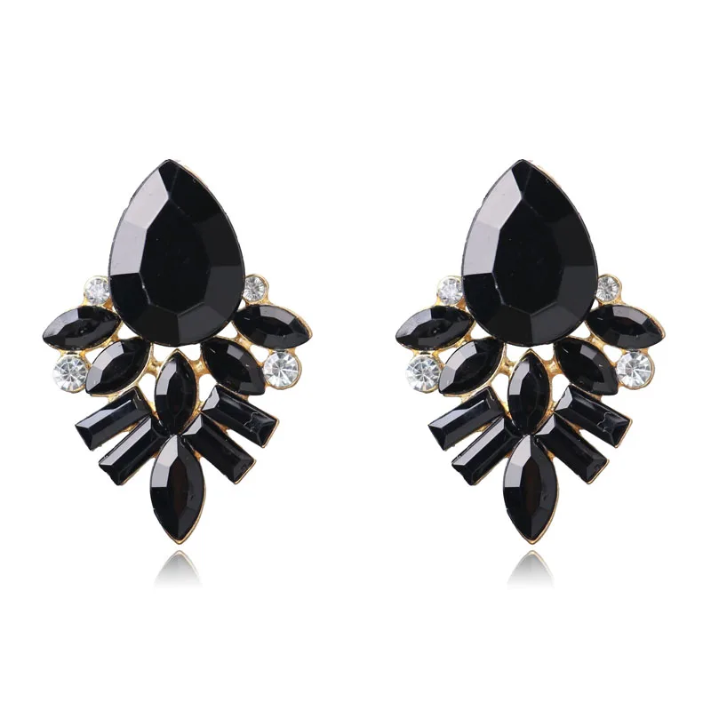 Crystal Water Drop Earrings CZ Vintage Geometric Gold Square Exaggerated Long Dangle Earrings for Women Brincos Party Jewelry