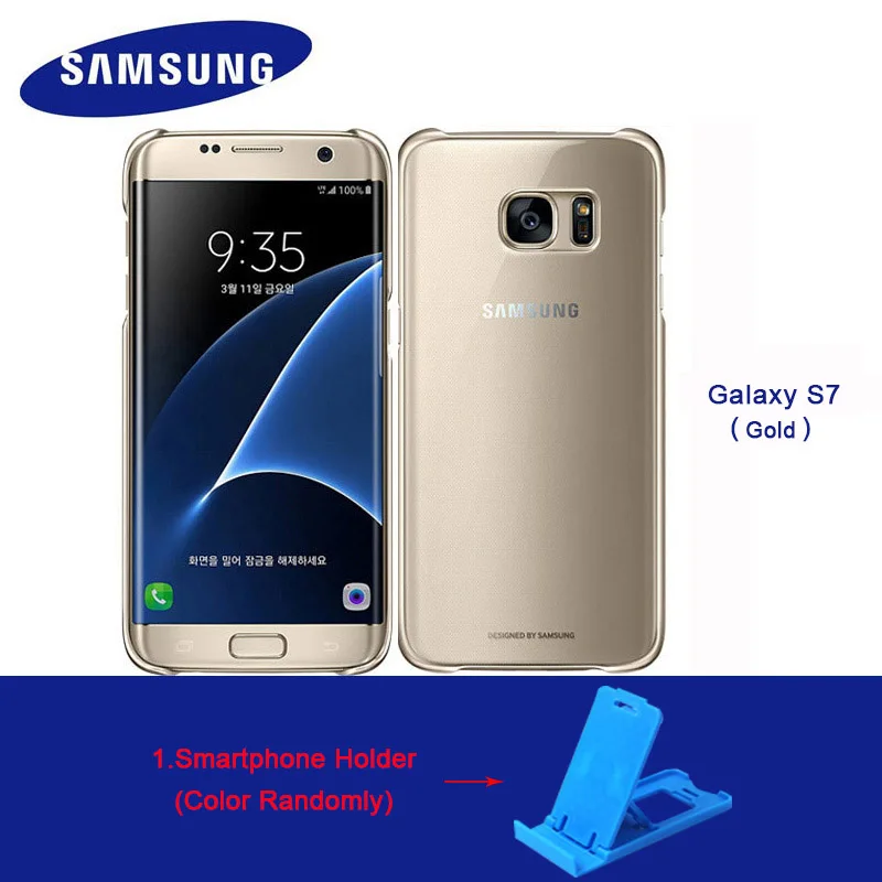 1 add Holder Подлинный samsung чехол для смартфона Galaxy S7 higt-качество ПК анти-капля Гальваника прозрачный чехол 3 Аксессуары - Цвет: 1 add Holder