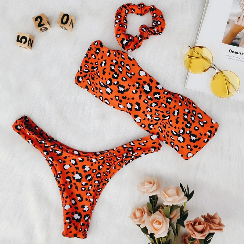 Bikinx Бандо push up купальный костюм красный леопард пикантные трусики бикини 2019 mujer