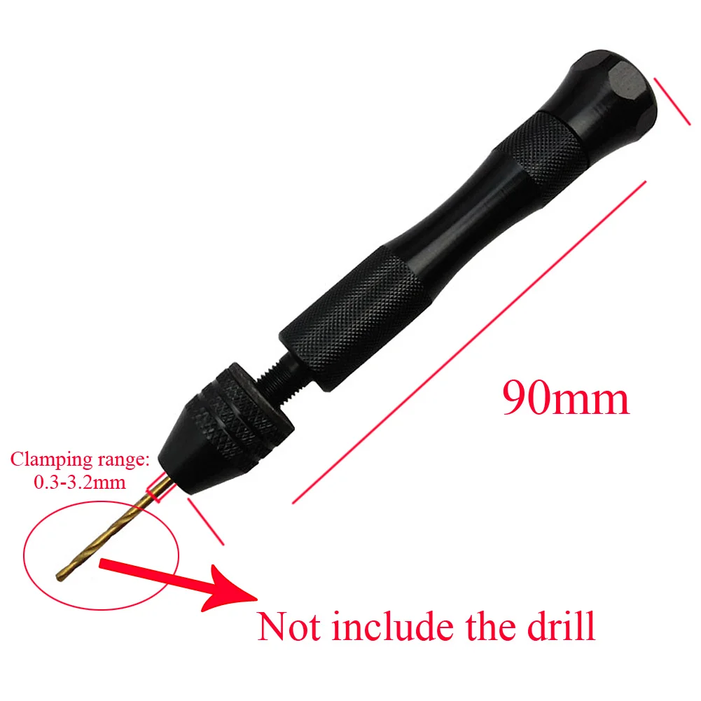 

0.3-3.2mm Mini Manual Aluminum Hand Drill Chuck Twsit Micro Drill Bit Tool Black