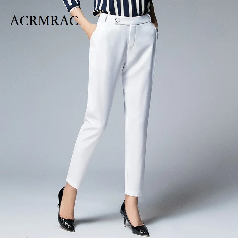 

ACRMRAC Women Spring and autumn Solid color Slim Simple Harlan pants Pencil pants Casual pants Ankle-Length Pants