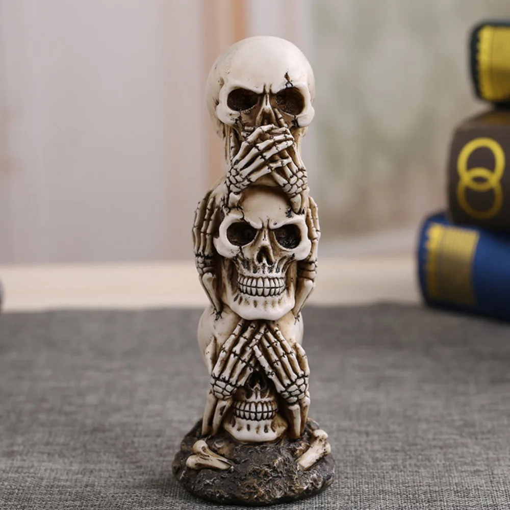Прямая поставка миниатюрная статуя черепа из смолы скульптура для Хэллоуина