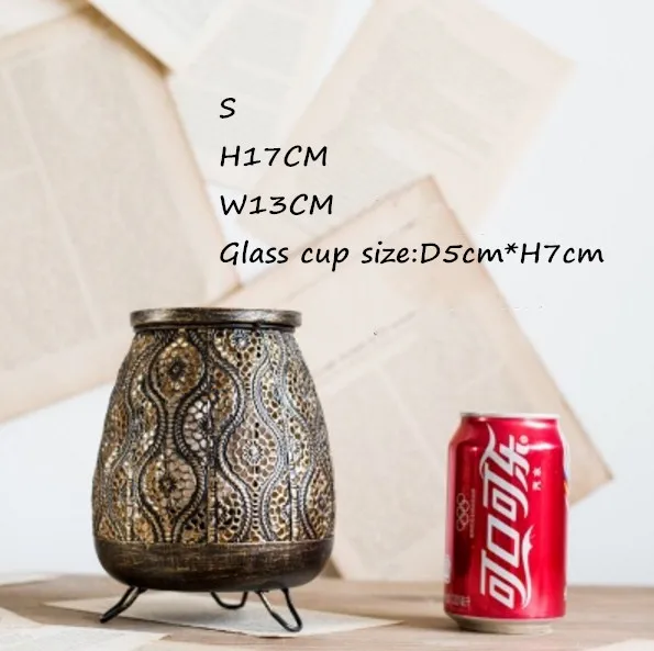 Small Винтажные черные золотые подсвечники I маленький подсвечник Tealight Подсвечник подсвечники домашний декор Рон полые резные WZF147 - Цвет: Small