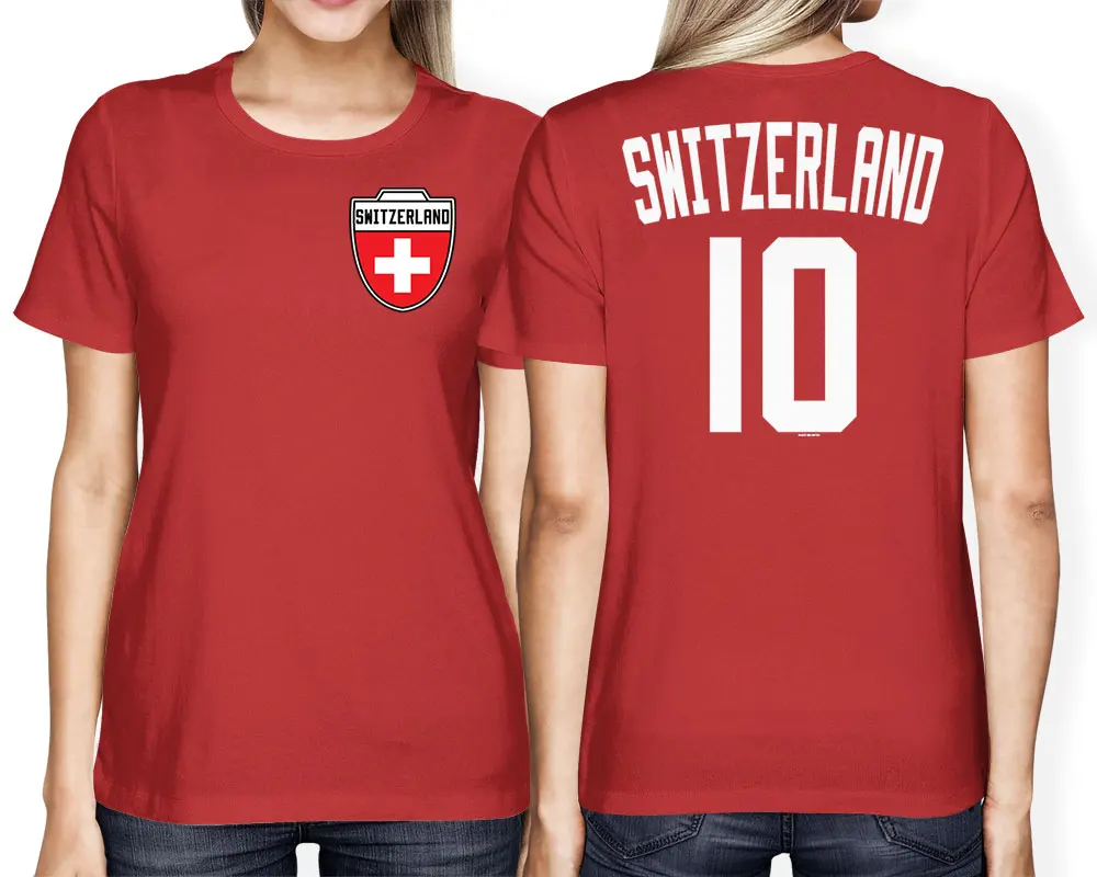 2019 Hot Sale Switzerland Soccers Footballer Crest Country Pride WoMen's T-Shirt Double Side Hoodies | Мужская одежда