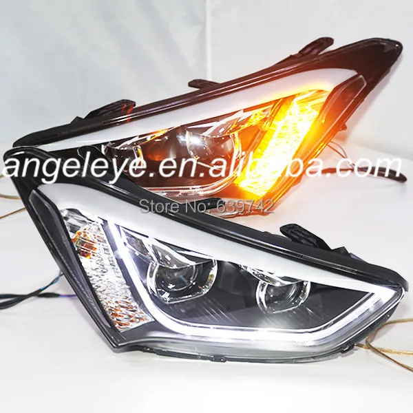 

For Hyundai 2013 to 2014 Year New Santa Fe ix45 LED Strip Head Light with Bi Xenon Projector Lens TLZ