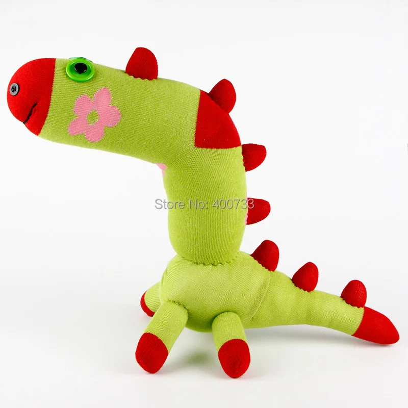 Christmas New year gift free shipping 100% handmade DIY stuffed sock animals doll baby toys green dinosaur | Игрушки и хобби