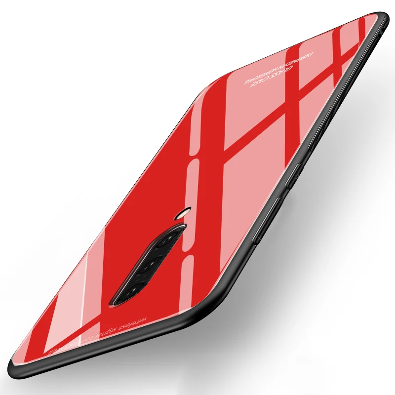 Red Для Oneplus 7 Pro Чехол из закаленного стекла для телефона силиконовая рамка жесткая стеклянная задняя крышка для One plus 7 Pro 1+ 7 7pro противоударный чехол - Цвет: Red