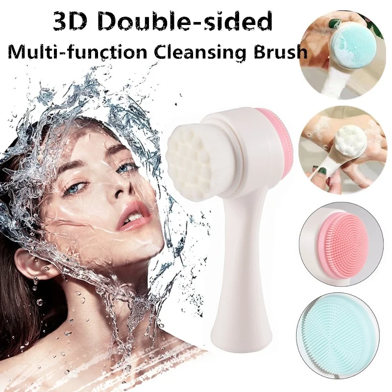 

Facial Cleansing Brush Soft Bristles Double-sided Blackhead Exfoliator Brush Face Washing Massaging Deep Cleaning Brush