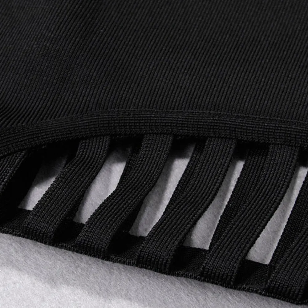 

2 piece black half sleeve hollow out 2018 sexy rayon clubware mini bandage dresses