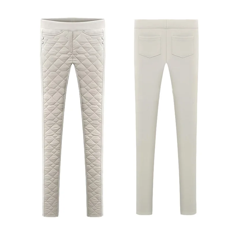2017 зимние Пуховые Хлопковые женские брюки Женские однотонные теплые узкие с