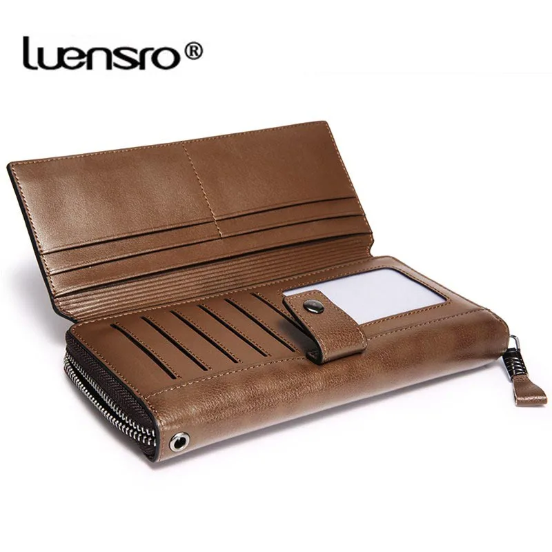 Длинный кошелек LUENSRO из натуральной кожи для мужчин повседневный бумажник