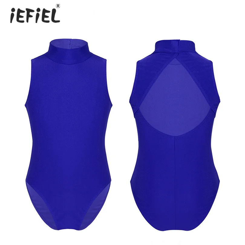 Детский купальник без рукавов для девочек балетное платье с вырезом на спине