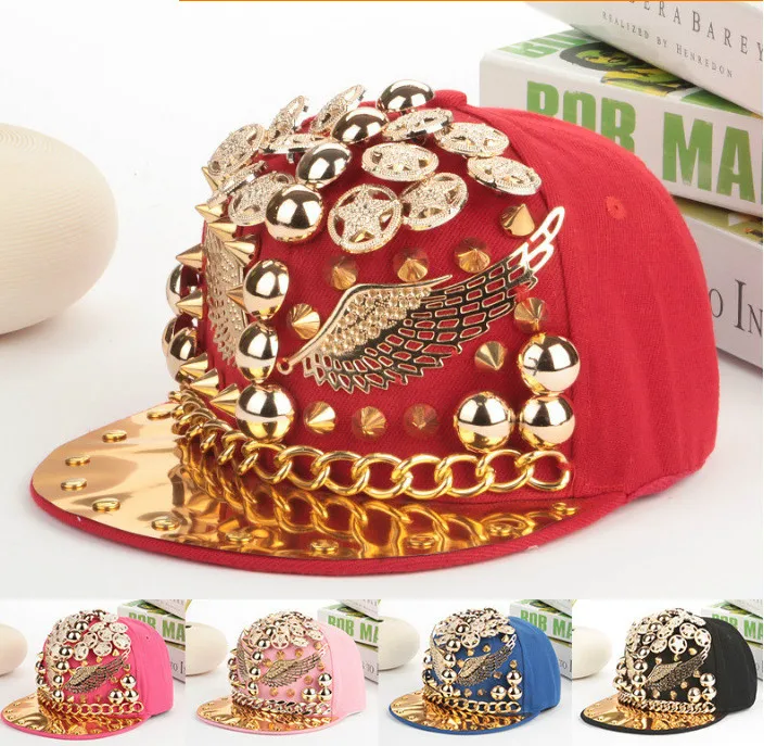 

American punk fashion hat cap rivet flat wings hip-hop hip-hop cap Korea trendsetter Hip-hop caps