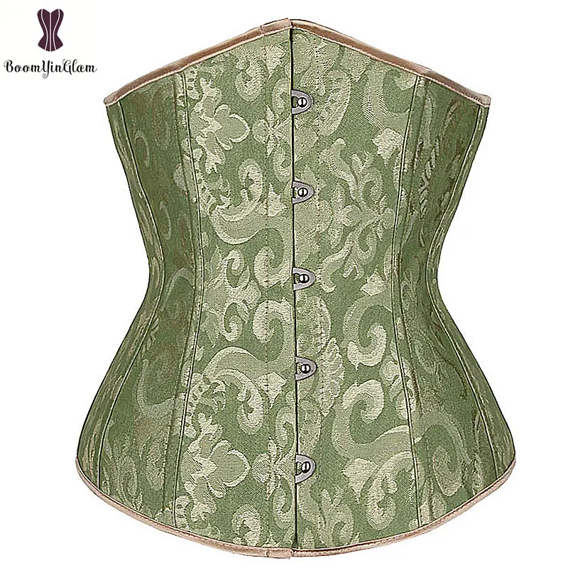 

Green Corset Top Floral Underbust Bustier Women Daily Outwear Corselet 6XL Plus Size Korset Solid Elastic Boned Corsets korsett