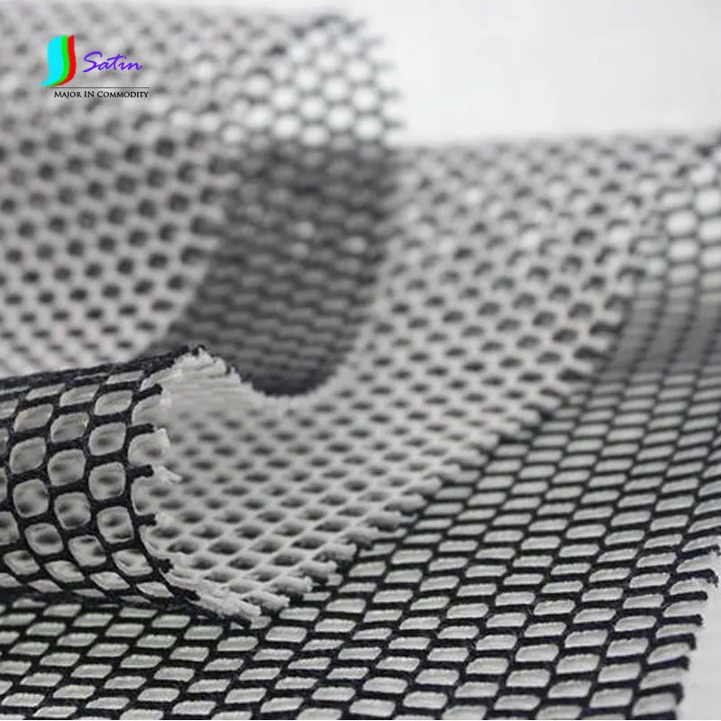 Хлопковая сетчатая сэндвич ткань S263P модная Толстая черного и белого цветов