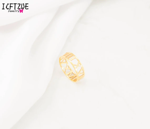 ICFTZWE, золотой цвет, Anel Bague, серебро, Anillos Mujer, изысканные римские цифры, кольцо на заказ, обручальное кольцо, ювелирное изделие для женщин, BFF