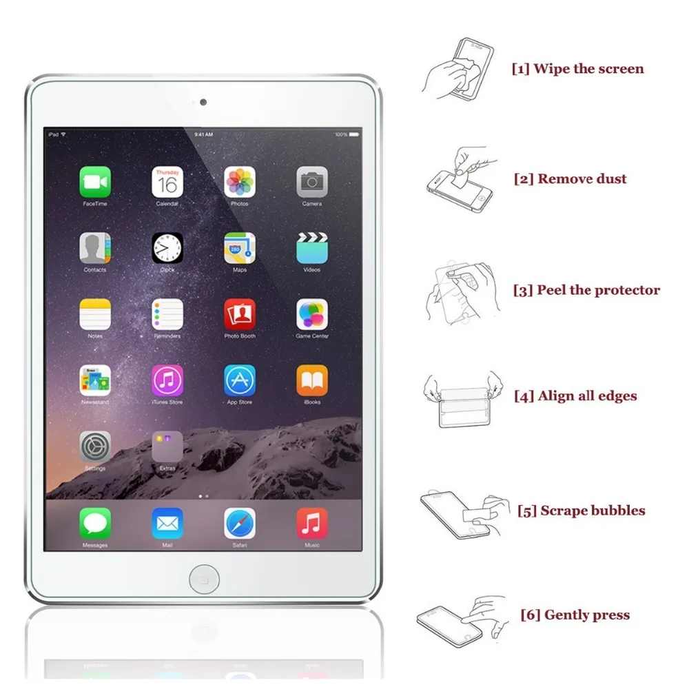 2 шт./партия для iPad mini 2 3 4 Air Air2 Pro 9,7 10, 9 H Премиум Взрывозащищенная прозрачная защитная пленка для переднего экрана из закаленного стекла