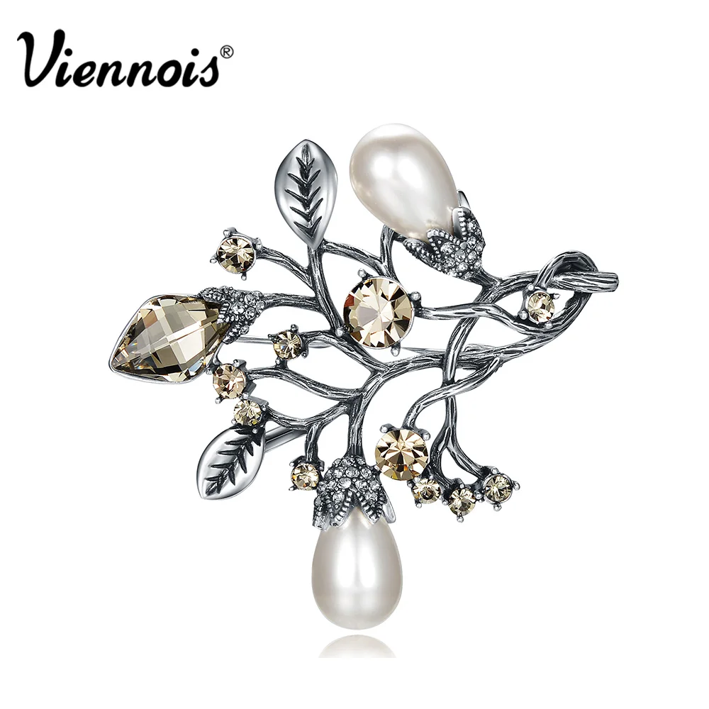 Новый Viennois Ювелирные Изделия Винтаж Посеребренная Дерево Брошь Булавки для