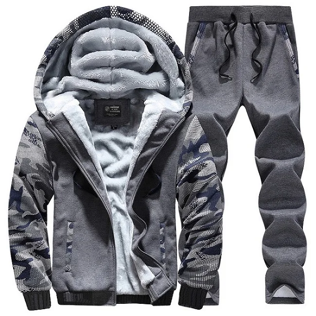 D62 Dark Gray Grandwish, мужской повседневный спортивный костюм, бренд, теплый комплект из двух предметов, мужские комплекты из чистого хлопка и флиса, Мужская Толстая куртка с капюшоном+ штаны, DA911 - Цвет: D62 Dark Gray