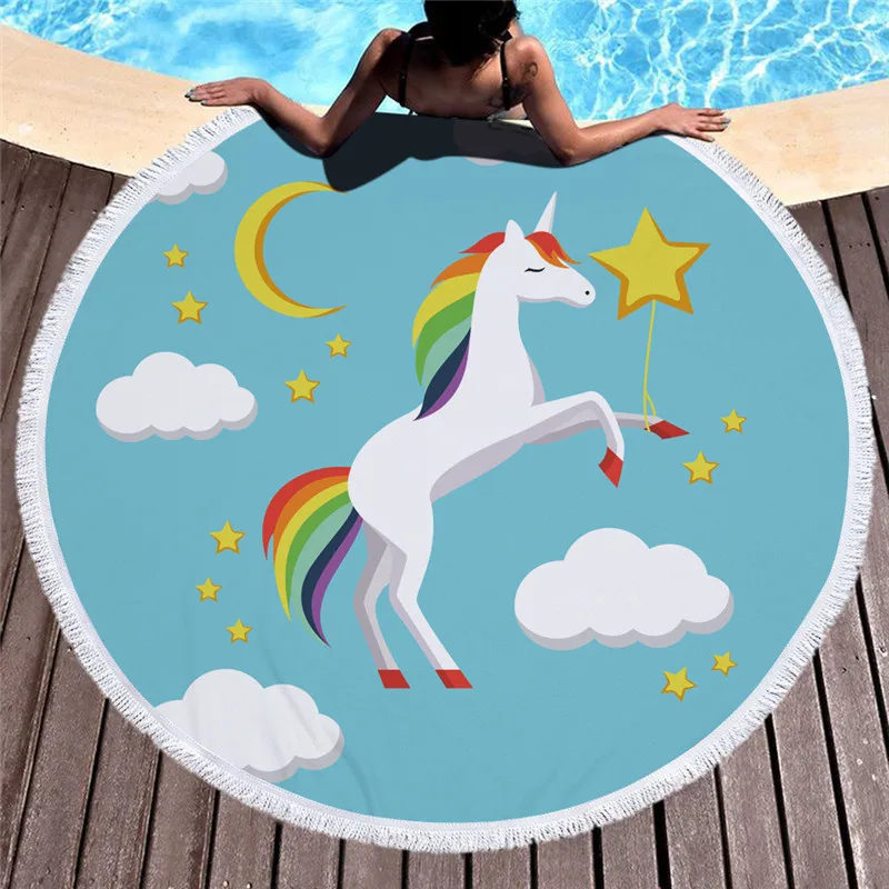 

Horse Print Round Beach Towel For Adult Colorful Print Soft Microfiber Shower Bath Towel Travel Blanket Swimming Cover 150CM