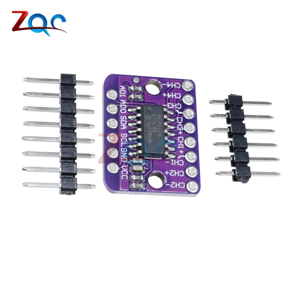 Программируемый Модуль усилителя коэффициента усиления MCP3424 Digital I2C A/D для Arduino