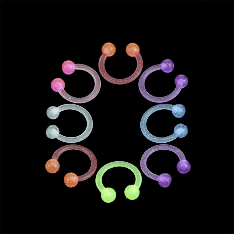10PCS/20PCS Acrylic Luminous Bar Lip Tongue Nose Septum Ear Ring Stud Body Piercing Jewelry Wholesale | Украшения и аксессуары