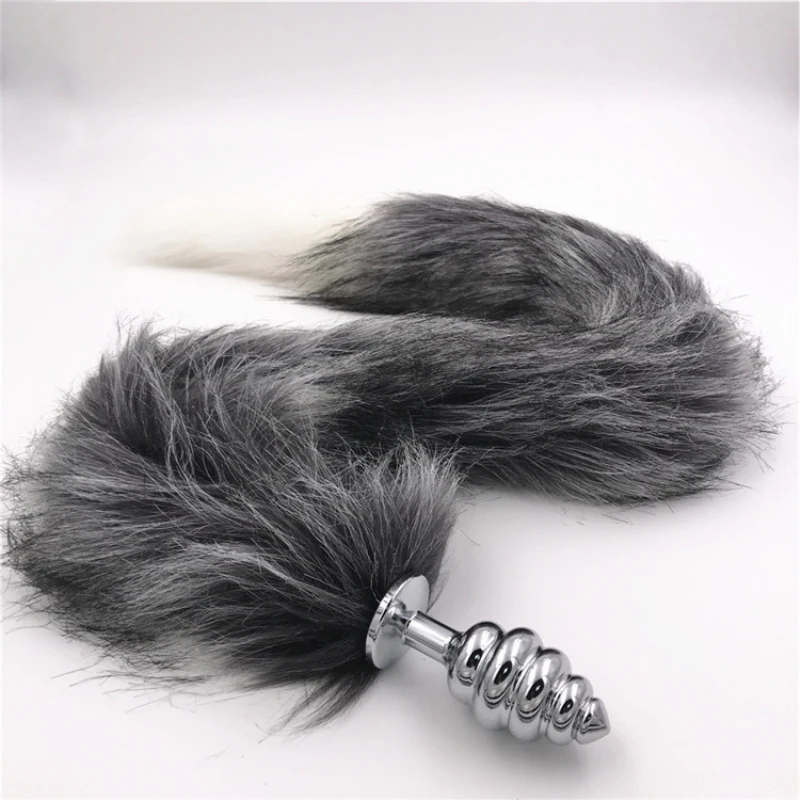 Anus Bead Faux Fox Tail Anal Plug Stainless Steel Butt Stopper Long Animal Adult Games for Couples H8-5-128C | Красота и здоровье