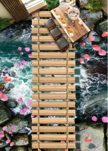

[Self-Adhesive] 3D Petals Bridge Sea 8 Non-slip Waterproof Photo Self-Adhesive Floor Mural Sticker WallPaper Murals Wall Print