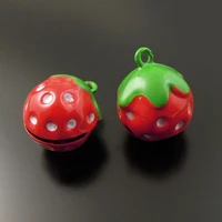 10pcspack jingle bells strawberry crafts necklace pendnat charms christmas cherry phone pet decor baby gift 35268 211716mm