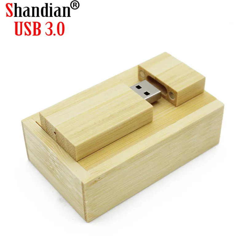 Bamboo with box SHANDIAN USB 3,0 деревянный usb+ коробка usb флэш-накопитель 4 ГБ 8 ГБ 16 ГБ 32 ГБ свадебная фотография подарок(более 10 шт. бесплатный логотип - Цвет: Bamboo with box