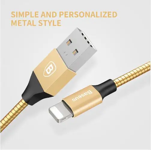 3d full metal usb кабель для iphone baseus lightning данных заряжателя sync 7 6 se 5S ipad air mini | Мобильные