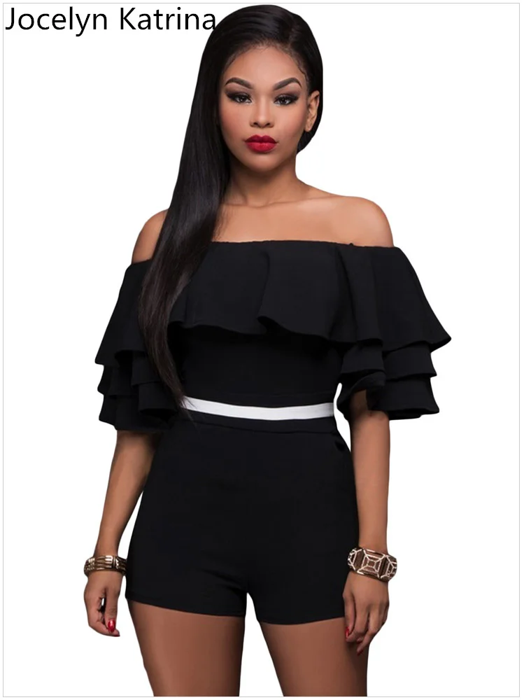 Jocelyn Катрина Марка Лето с коротким рукавом ширина плеч Falbala Комбинезоны Off The Shoulder
