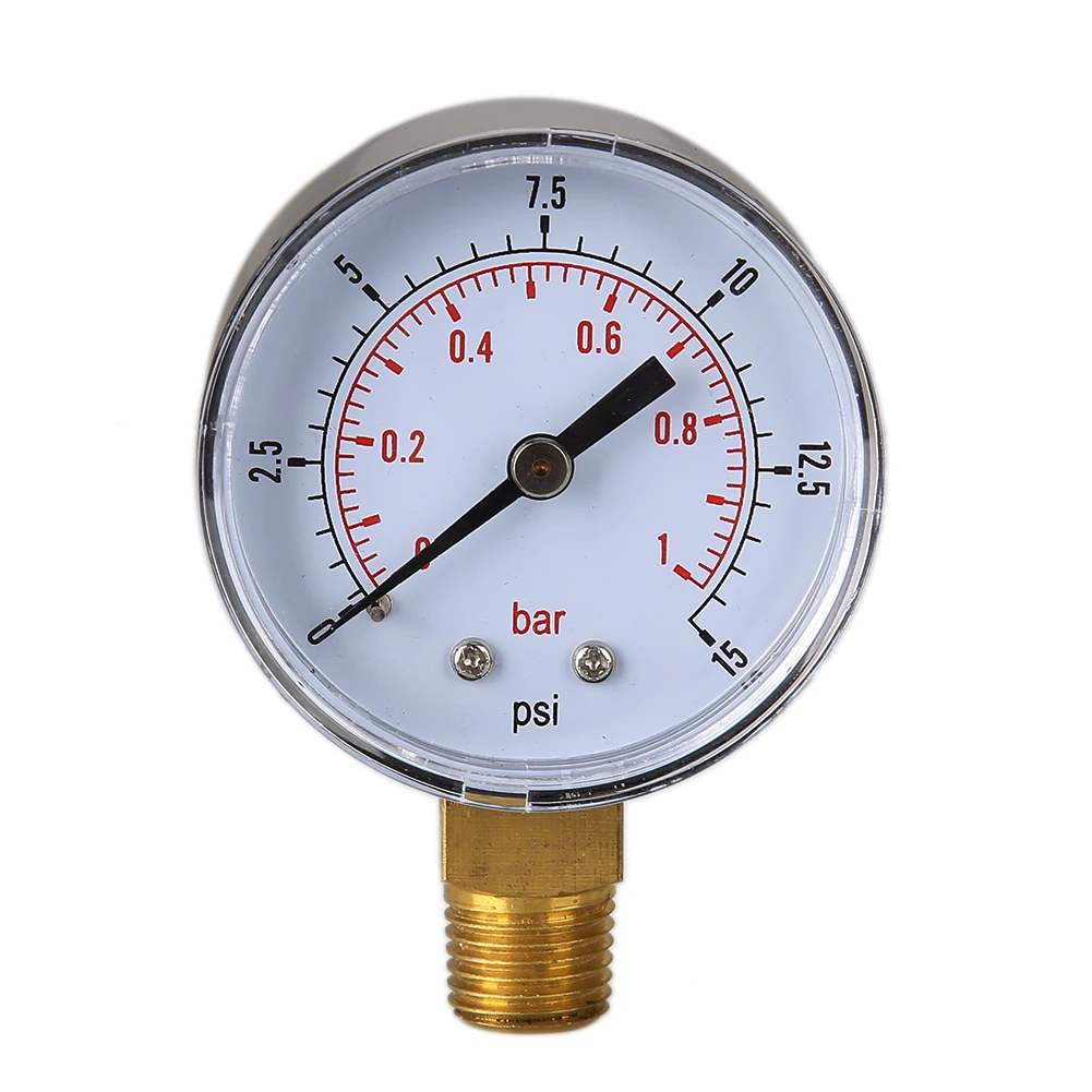 

TS-50-15psi 0/15 PSI 0/1 Fuel Air Compressor Low Pressure Gauge Bar Meter Hydraulic Tester Dial Manometer