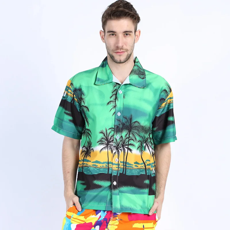 Мужские Гавайи рубашка для летнего отдыха пляж модные Floral Tropical Приморский