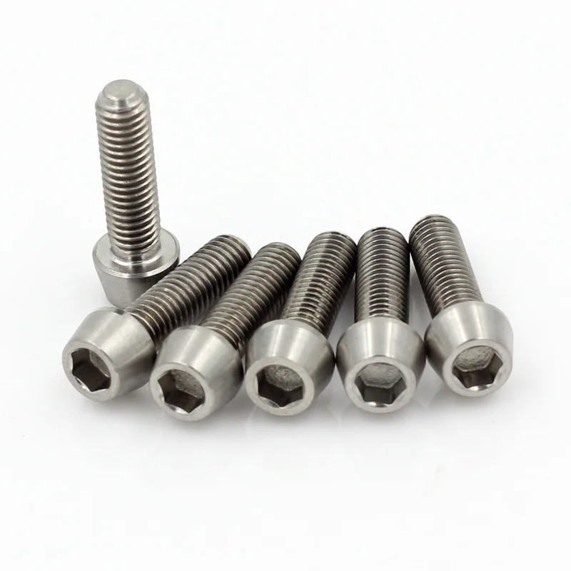 

6pcs M5X18mm Bicycle Ti Titanium Bolts Screw Conical Head Bolts Stem Ti fasteners for Road Bike and Mountain bike