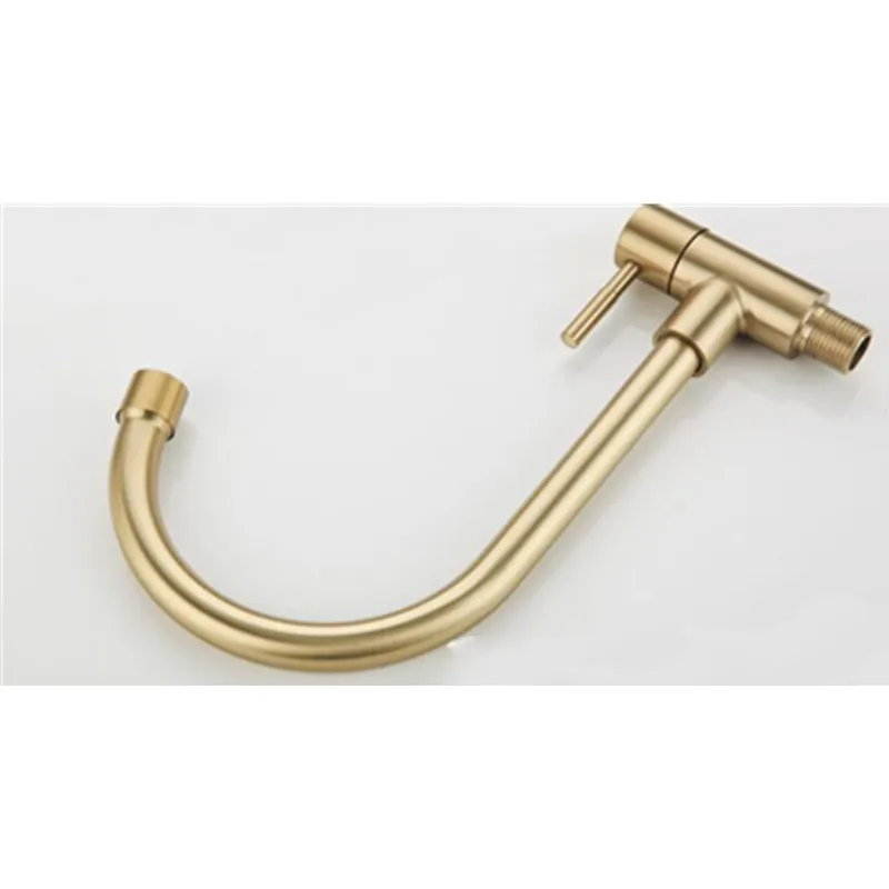 Hongdec Brushed Gold Single cold water Faucet handle Kitchen Bathroom Sink Tap | Обустройство дома
