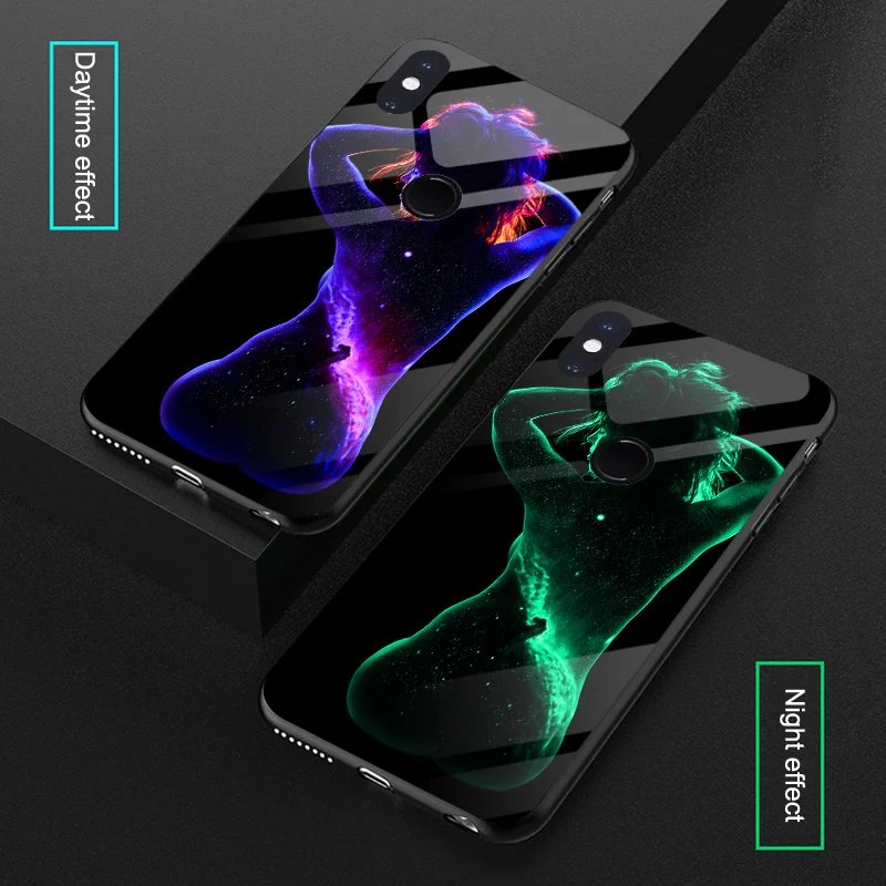 Светящиеся сексуальные боди-арт стеклянные Чехлы для XiaoMi Mi 6 6X Mi6 космическая